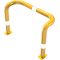 Anti-nudge hoop | double-sided, deep version | steel tube  76 mm | yellow / black | total width: 1000 mm | height above ground: 650 mm | to be fixed by plugs